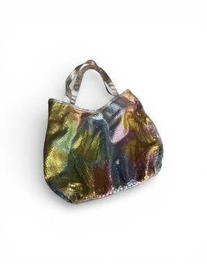 Anna Sui Look alike Pastel Iridescent Rainbow Sequin Hobo Shoulder Bag